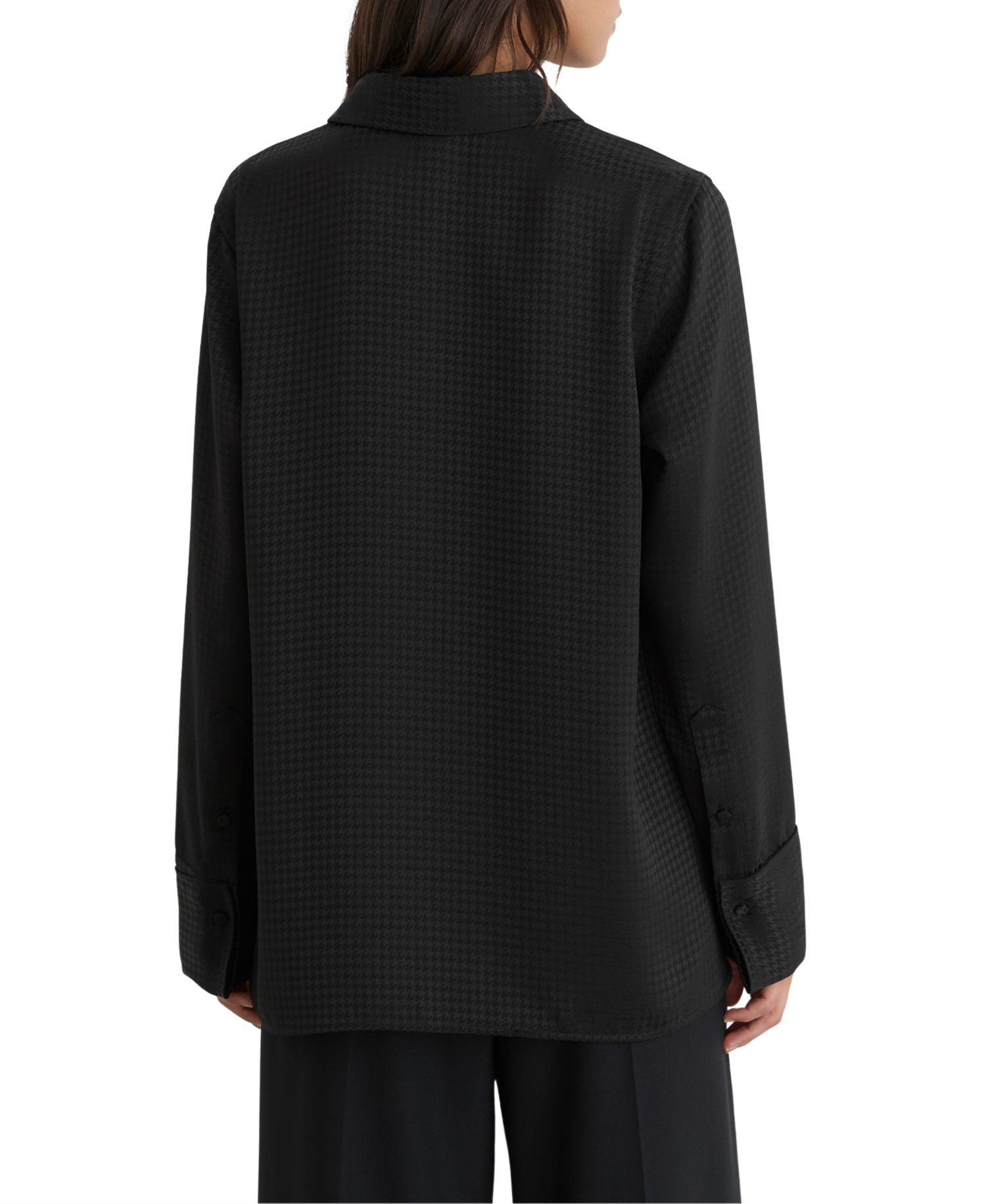 Women's Houndstooth Long-Sleeve Button-Up Shirt
