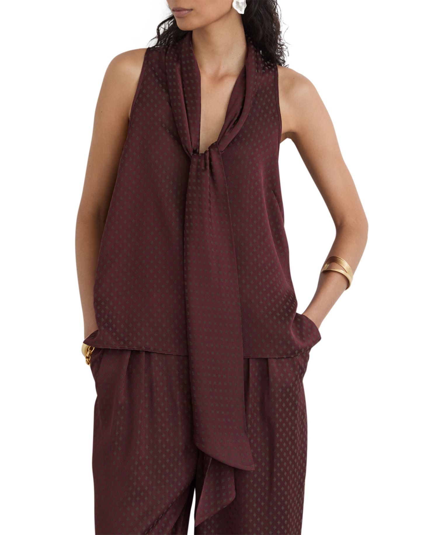 Women's Tilly Cowl Neck Jacquard Blouse