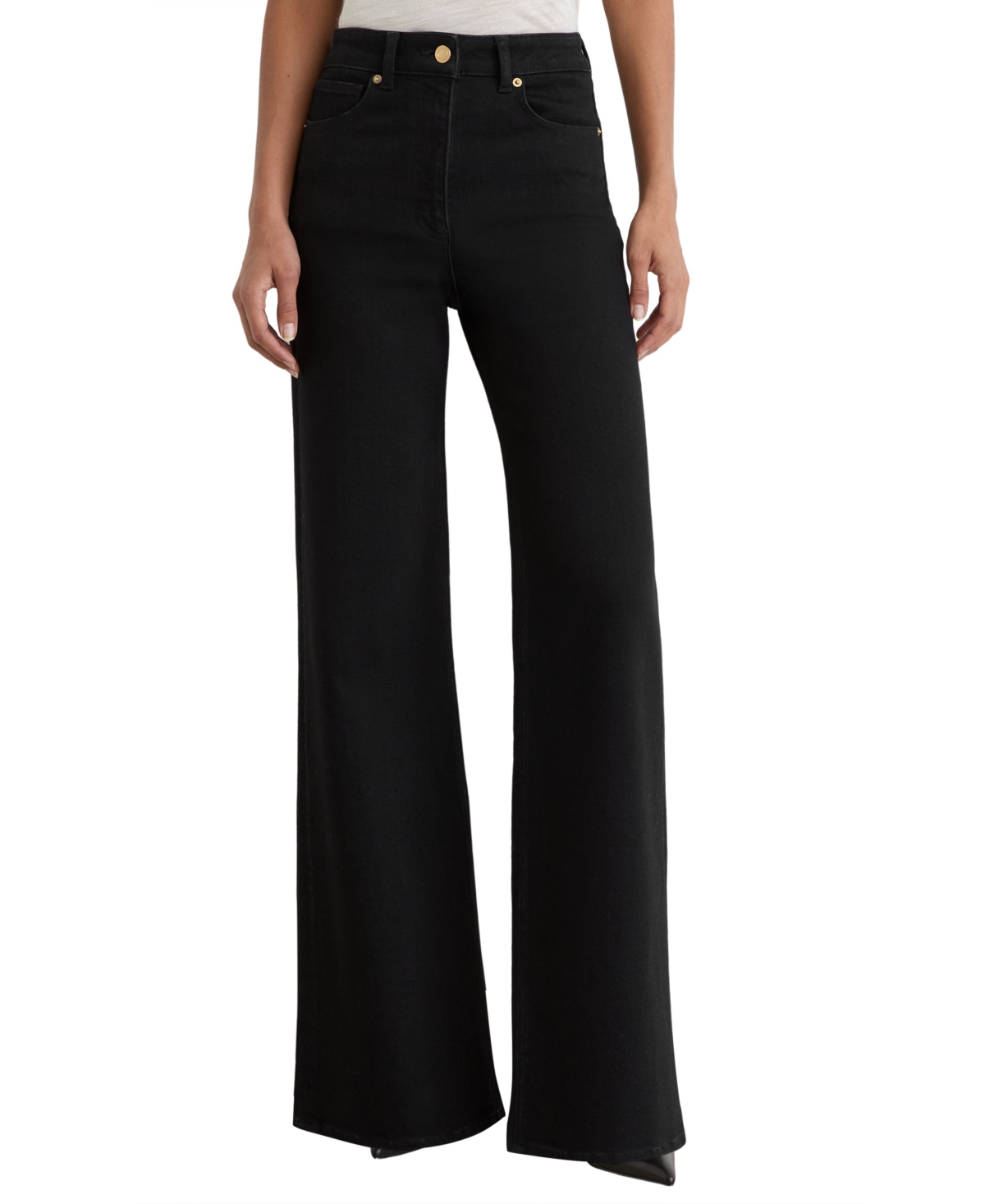Reiss Women's Heather High-Waisted Wide-Leg Jeans - Black