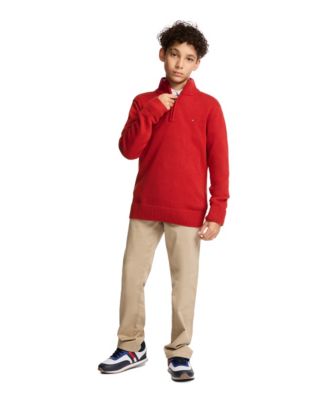 Boys' 8-20 Zipneck Cotton Quarter-Zip Sweater