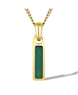 Men's Birthstone Tag Necklace - Gold Pendant