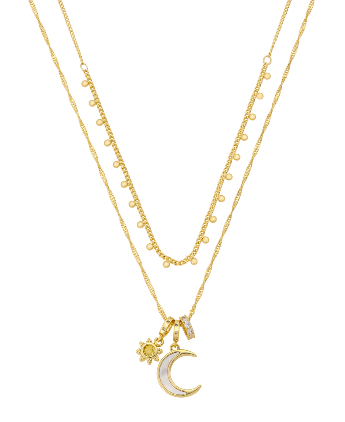 Unwritten Cubic Zirconia And Imitation Pearl Gold-tone Celestial Necklaces, 2-piece Set