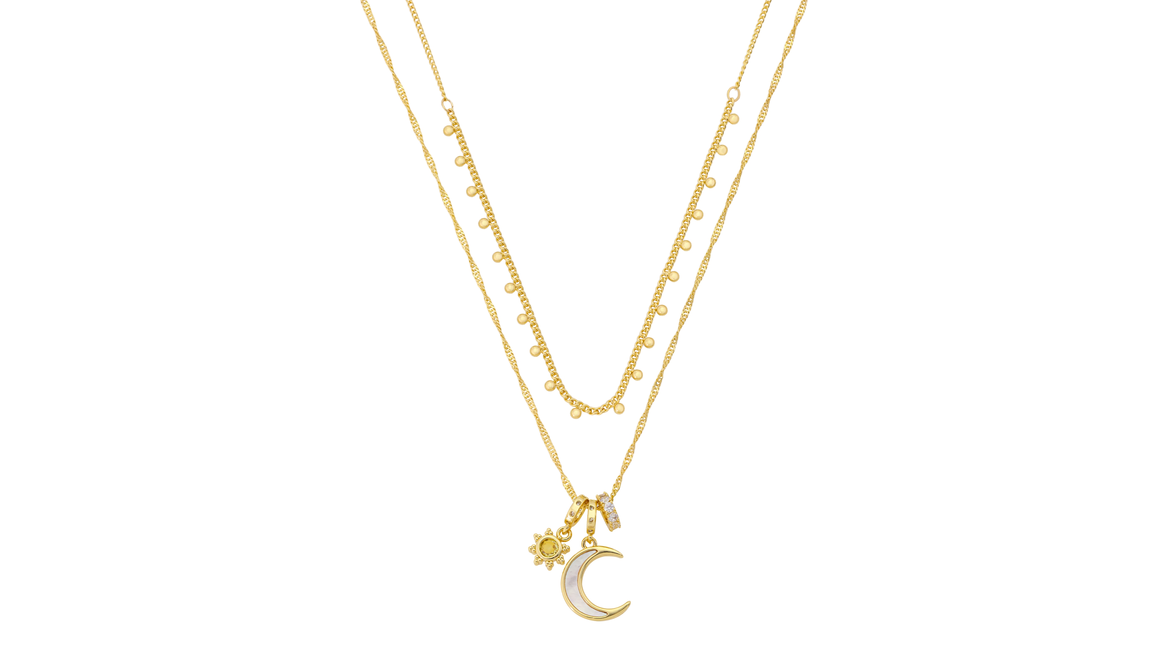 Unwritten Cubic Zirconia and Imitation Pearl Gold-Tone Celestial Necklaces, 2-Piece Set