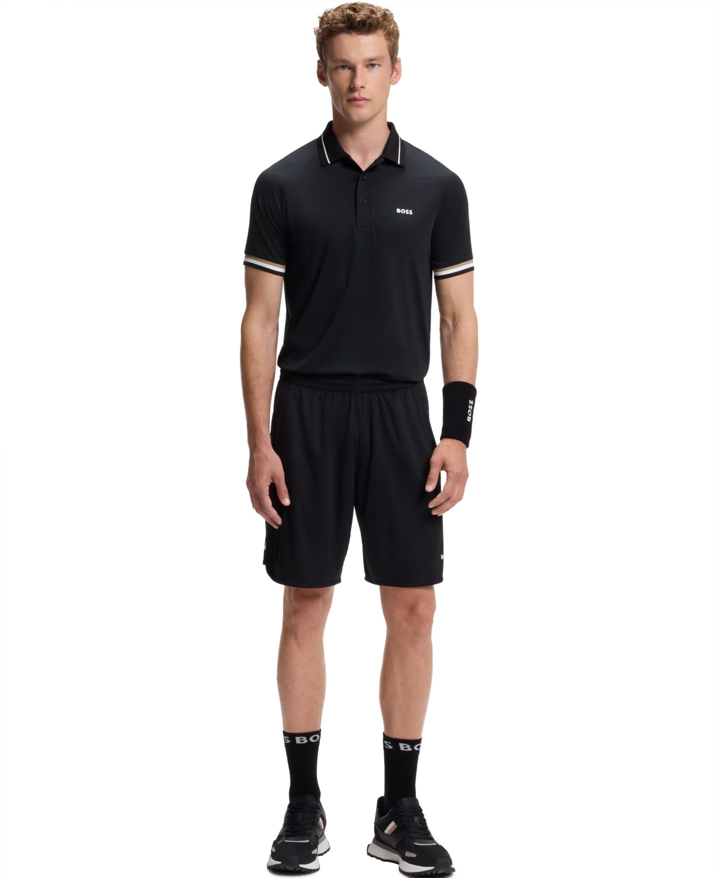 Мужское поло Hugo Boss Active Contrast Logo Slim-Fit Polo Shirt, цвет: Чёрный — фото 4