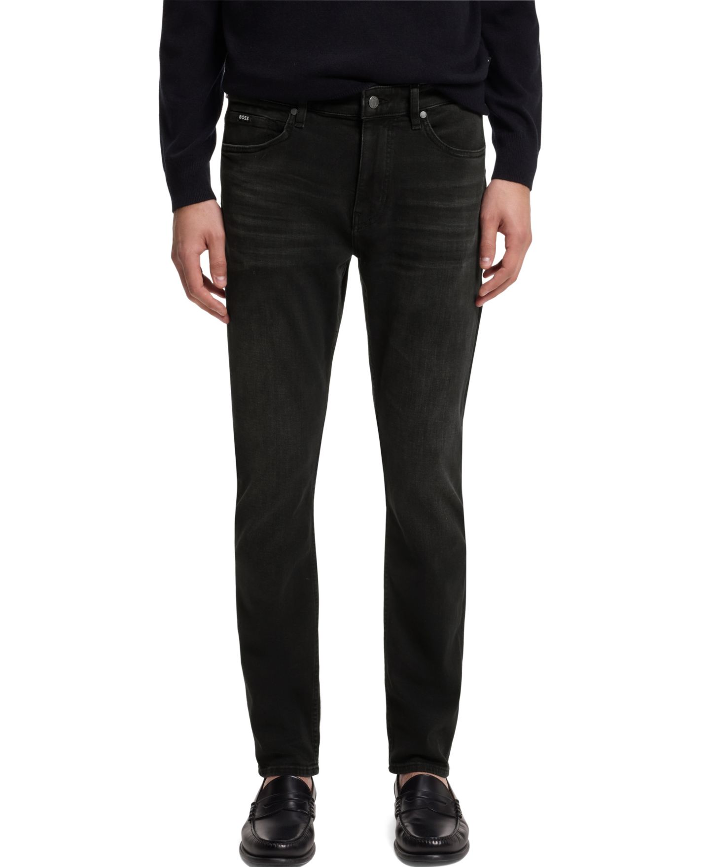 Мужские джинсы Hugo Boss Delaware Stretch Slim-Fit, цвет: Тёмный серый — фото 1