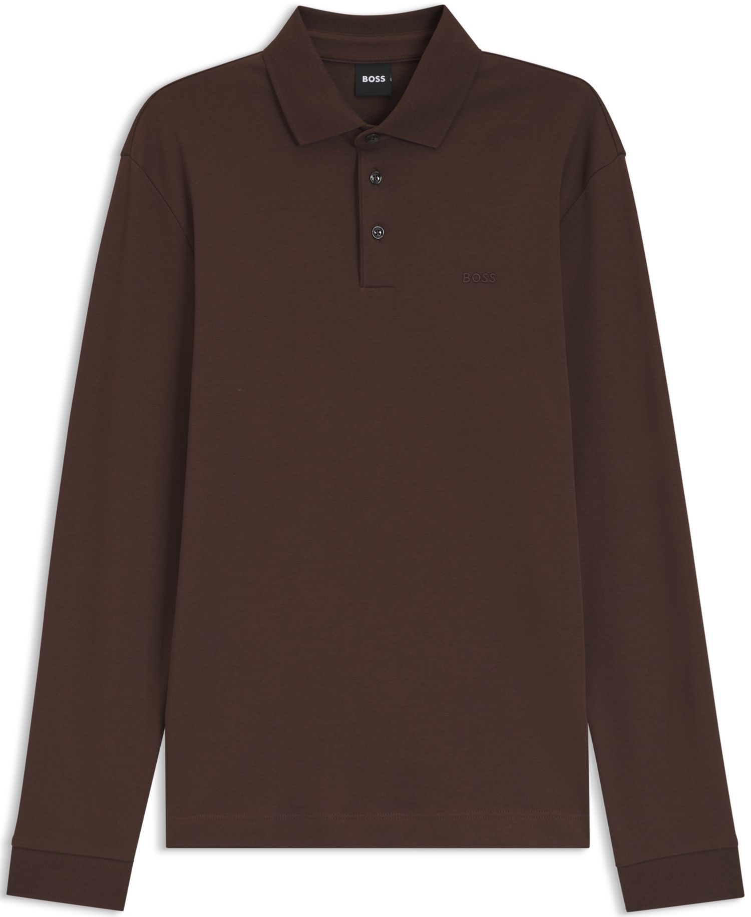 Men's Long-Sleeve Interlock Cotton Polo Shirt