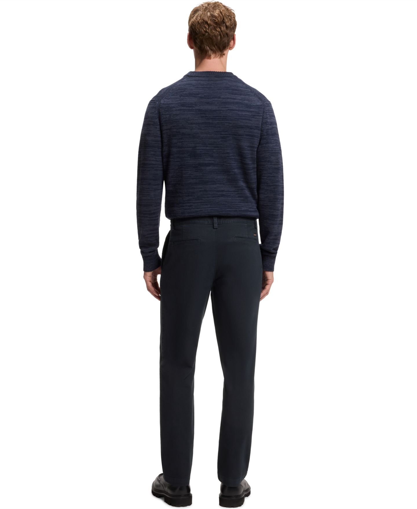 Мужские брюки Hugo Boss Slim Stretch Straight-Leg Chinos, цвет: Тёмный синий — фото 2