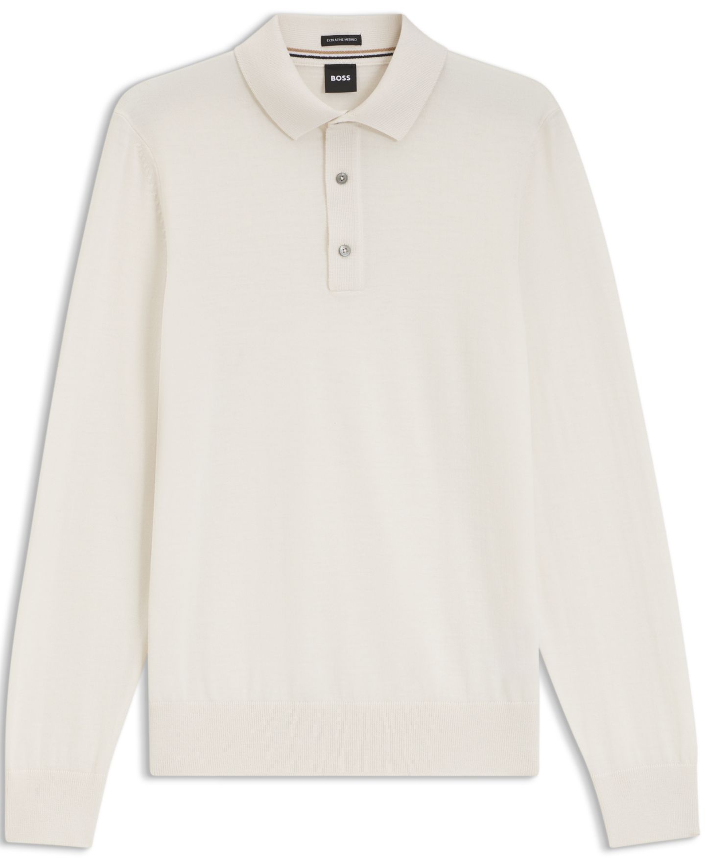 Мужской свитер Hugo Boss H-Lancione Merino-Wool Regular-Fit Polo Sweater, цвет: Белый — фото 3