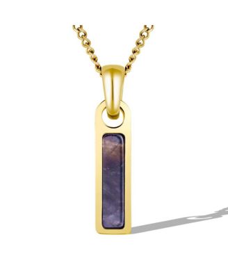 Men's Birthstone Tag Necklace - Gold Pendant
