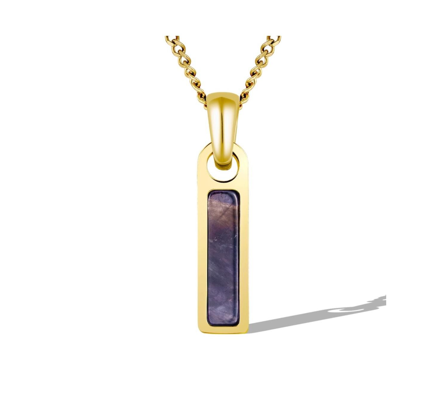 Men's Birthstone Tag Necklace - Gold Pendant