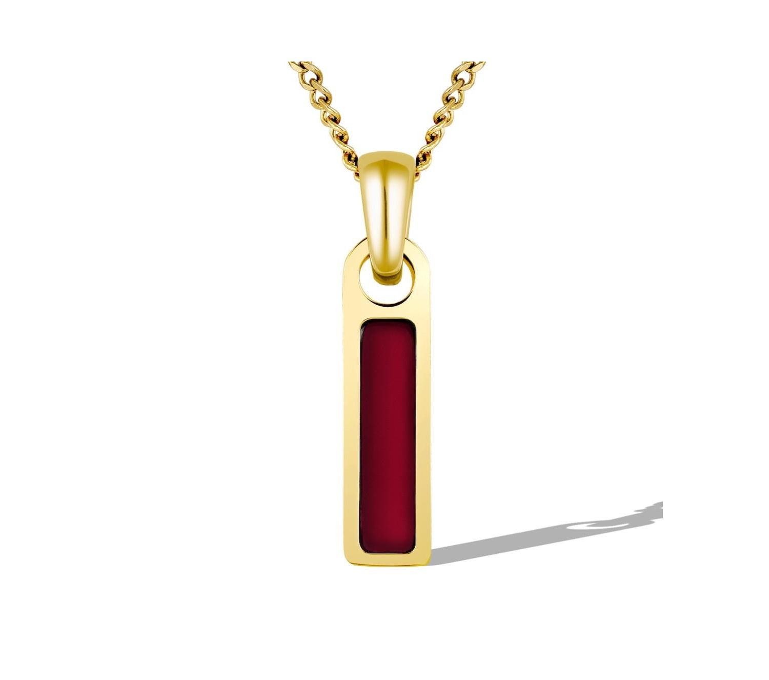 Men's Birthstone Tag Necklace - Gold Pendant