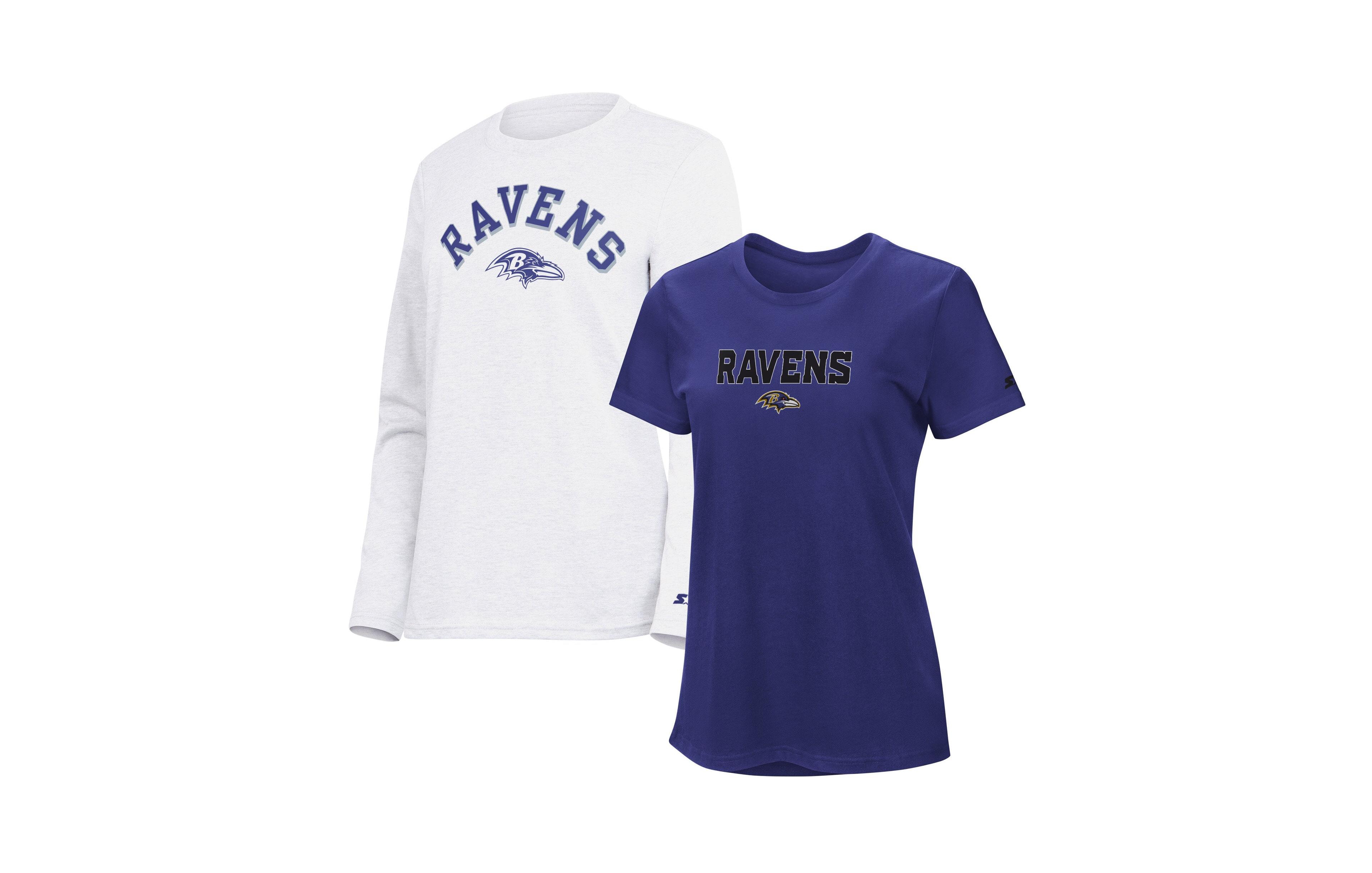 Starter Women's Baltimore Ravens Short-Sleeve and Long-Sleeve T-Shirts, 2-Piece Set