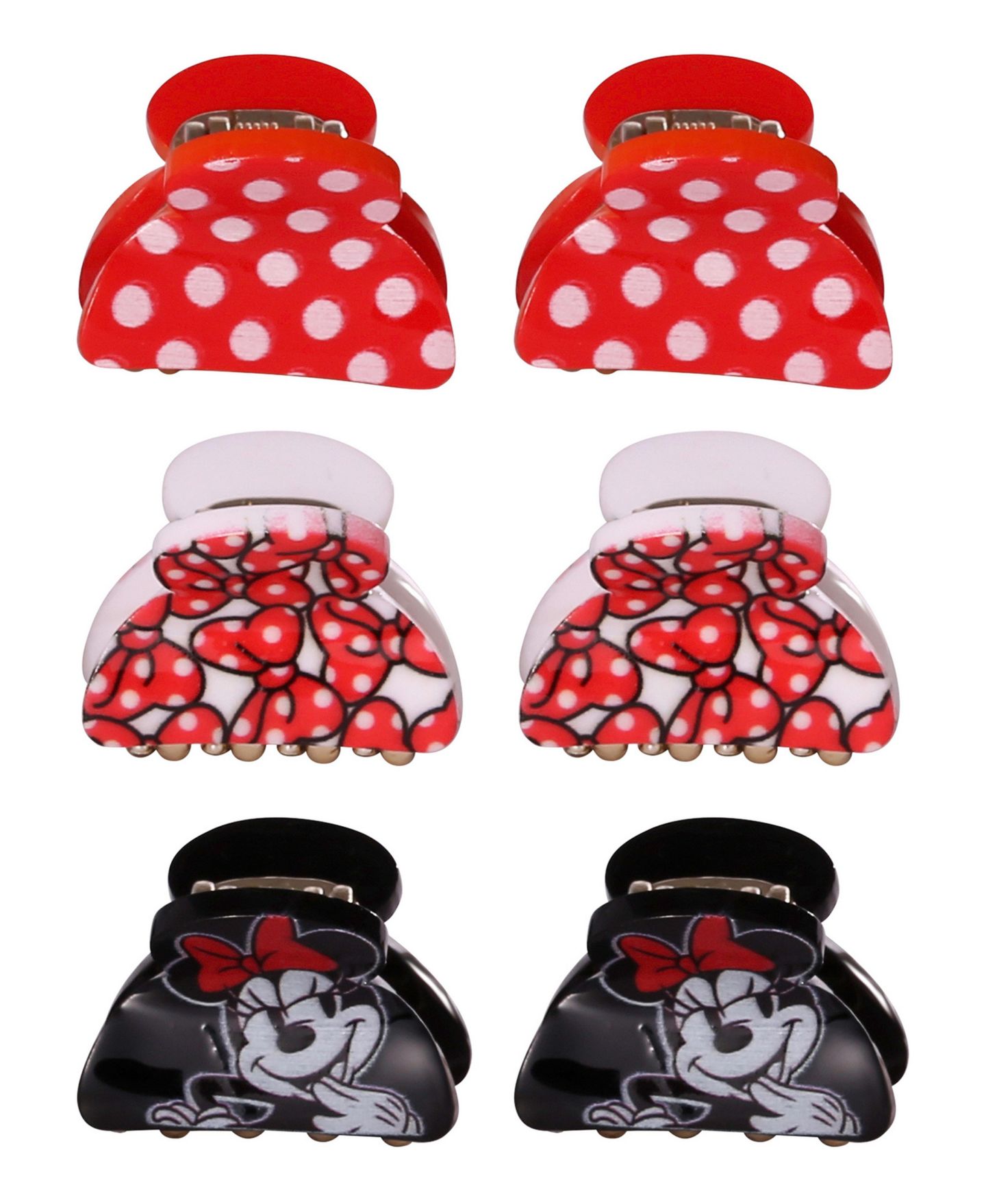 Аксессуары для волос Disney Minnie Mouse Small-Claw Hair Clips, 6-Piece Set для девочек, цвет: Красный — фото 1