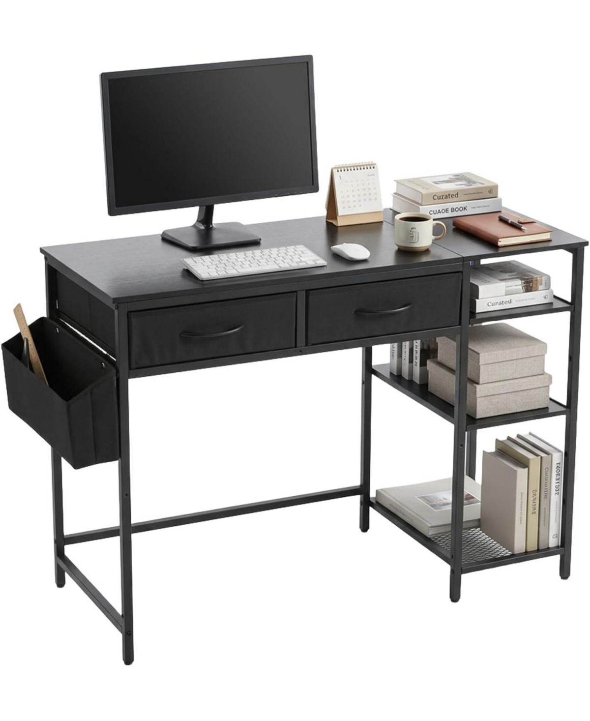 homfan Home Office Writing Desk, Modern Space-Saving Computer Workstation Table for Small Spaces
