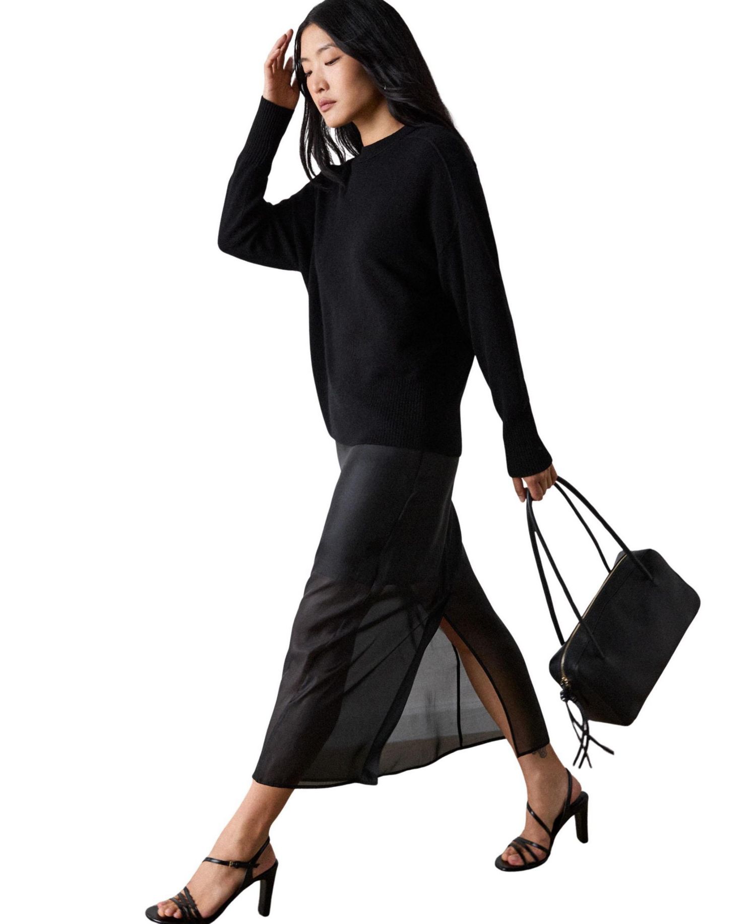 Women's Sculpted-Seam Crewneck Cashmere Sweater