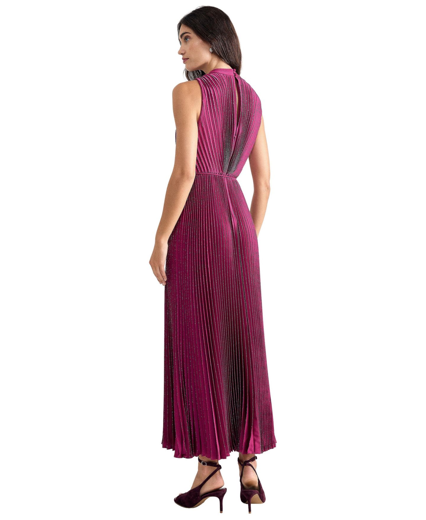 Женское платье Phase Eight Simara Pleated A-Line Midi, цвет: Фуксия — фото 3