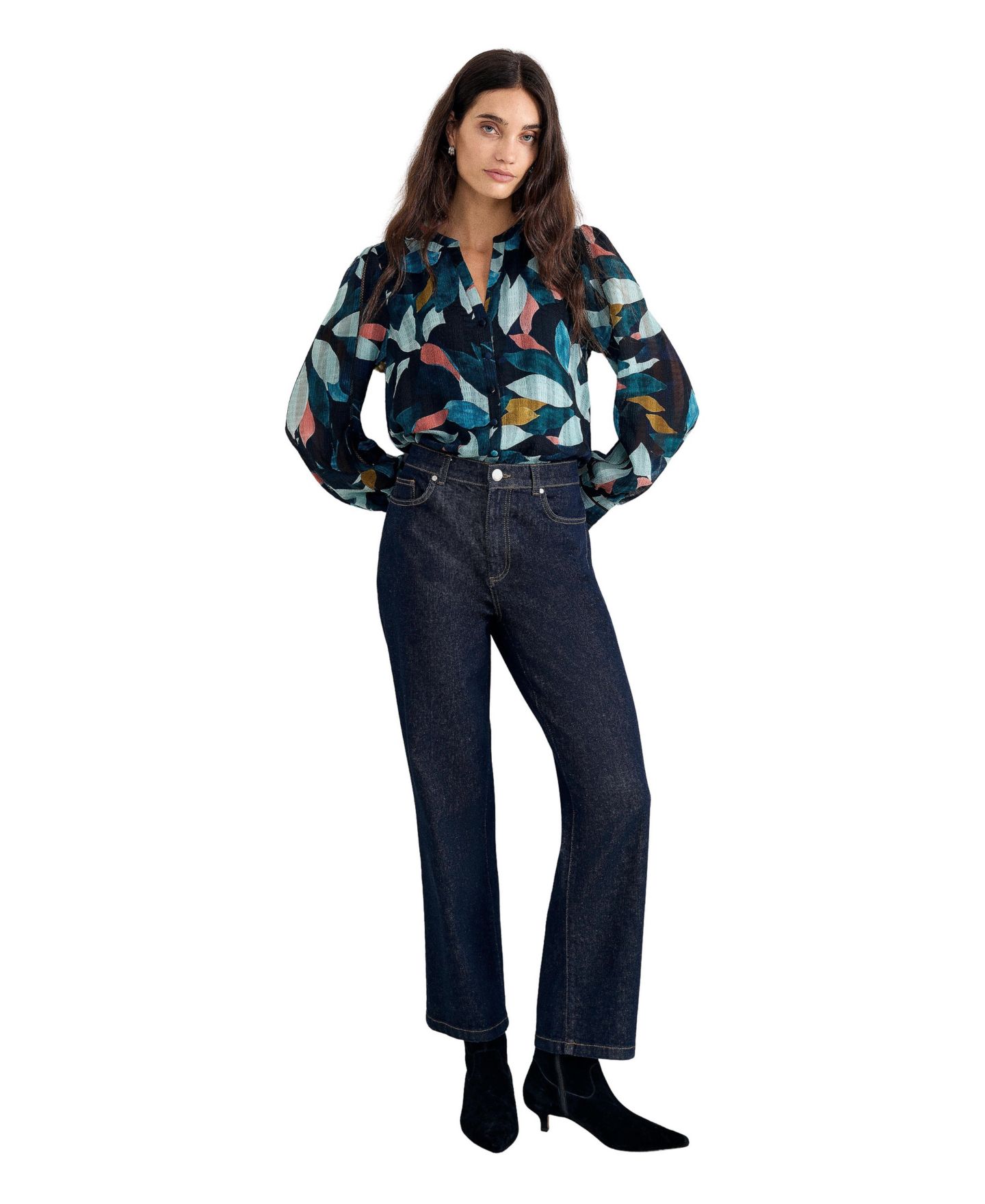 Женская блузка Phase Eight Lyla Abstract Petal Print Ladder-Lace, цвет: Разноцветный — фото 2