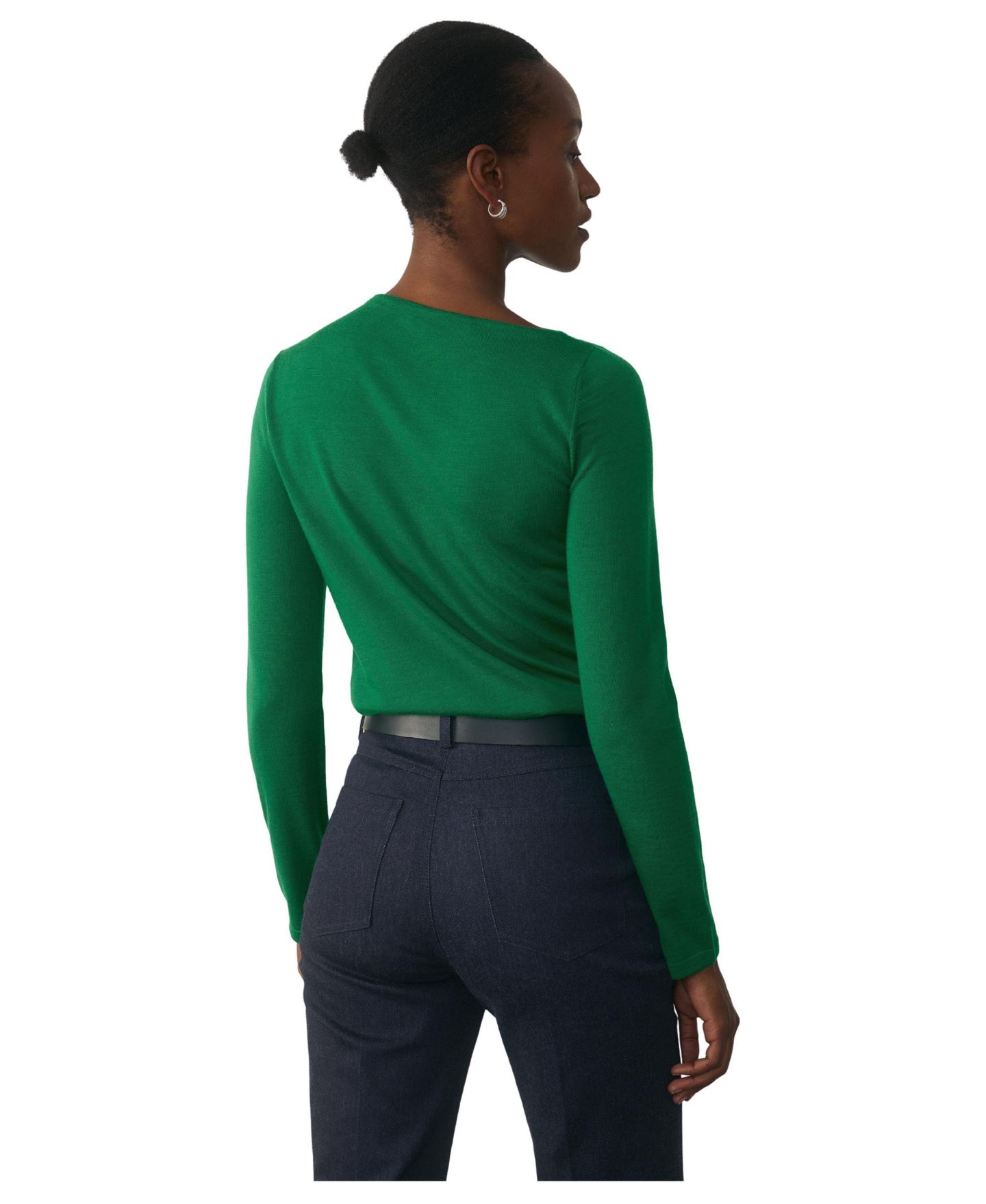 Женский топ The Fold Rona Merino Wool Asymmetric Neck Long-Sleeve, цвет: Зелёный — фото 3