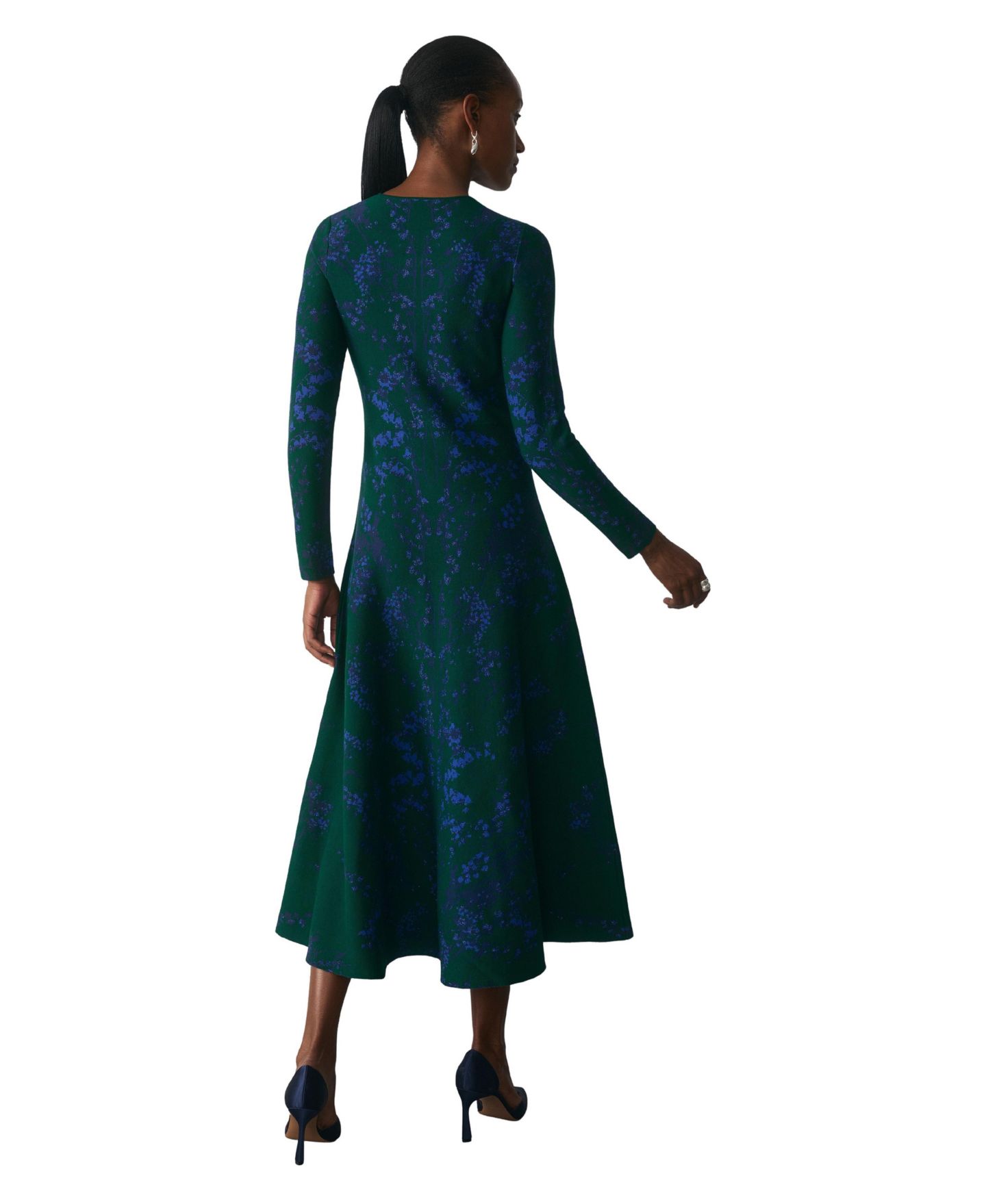 Женское платье The Fold Varenna Long-Sleeve Floral Midi, цвет: Зелёный — фото 2