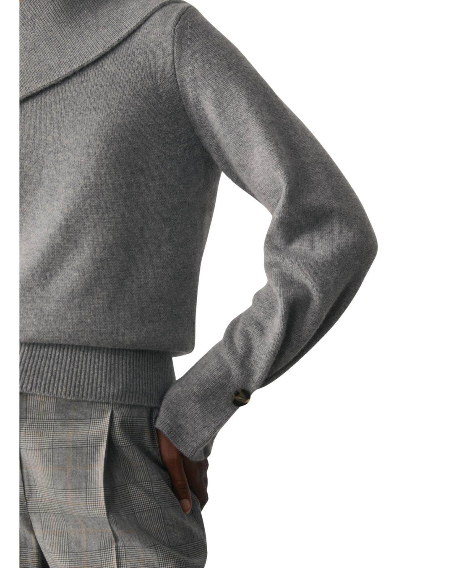 Women's Eloria Asymmetric Neck Cashmere Long-Sleeve Sweater