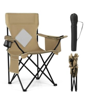Folding Camping Chair with Mesh Backrest Metal Frame and Carrying Bag
