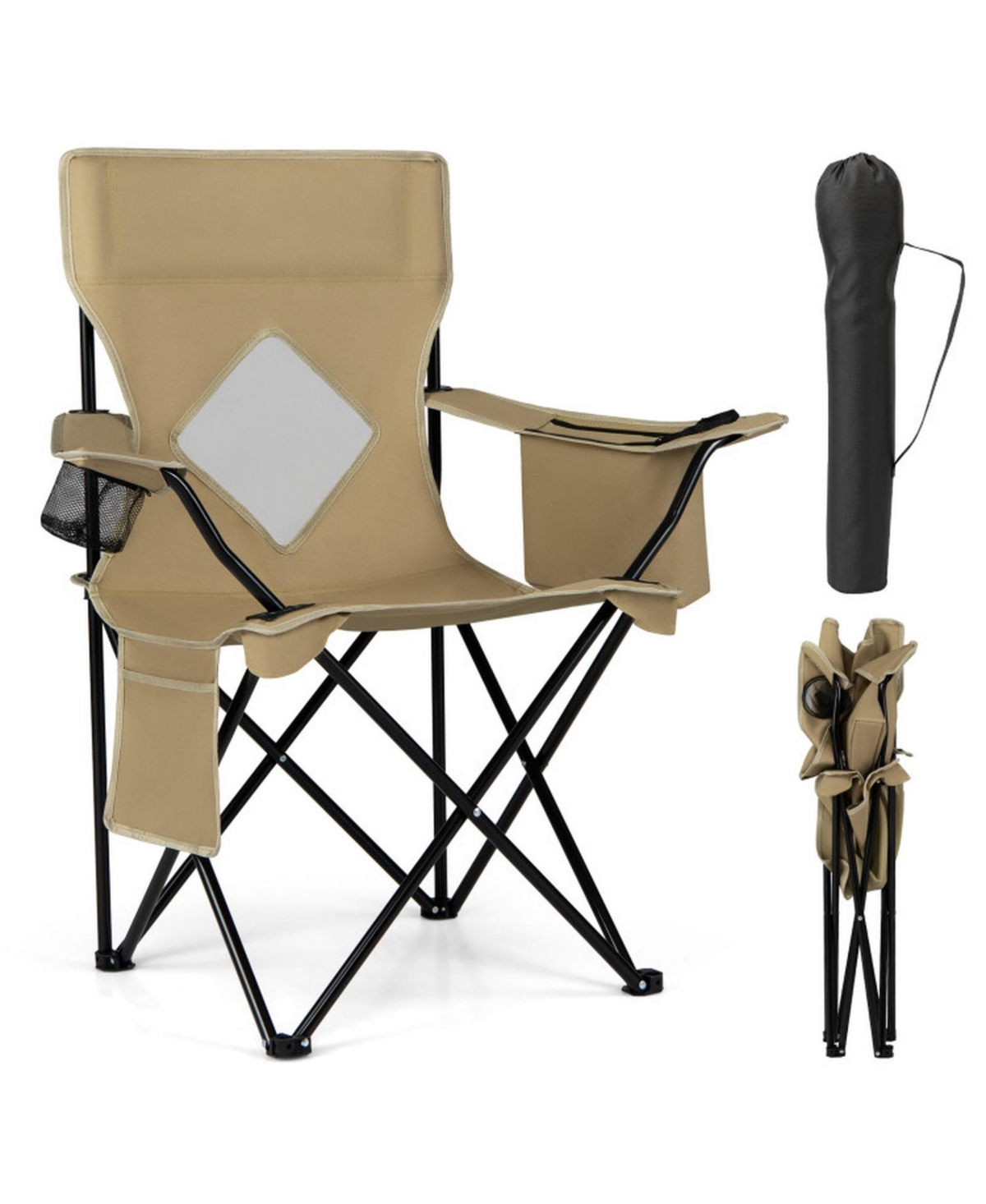 Sugift Folding Camping Chair with Mesh Backrest Metal Frame and Carrying Bag