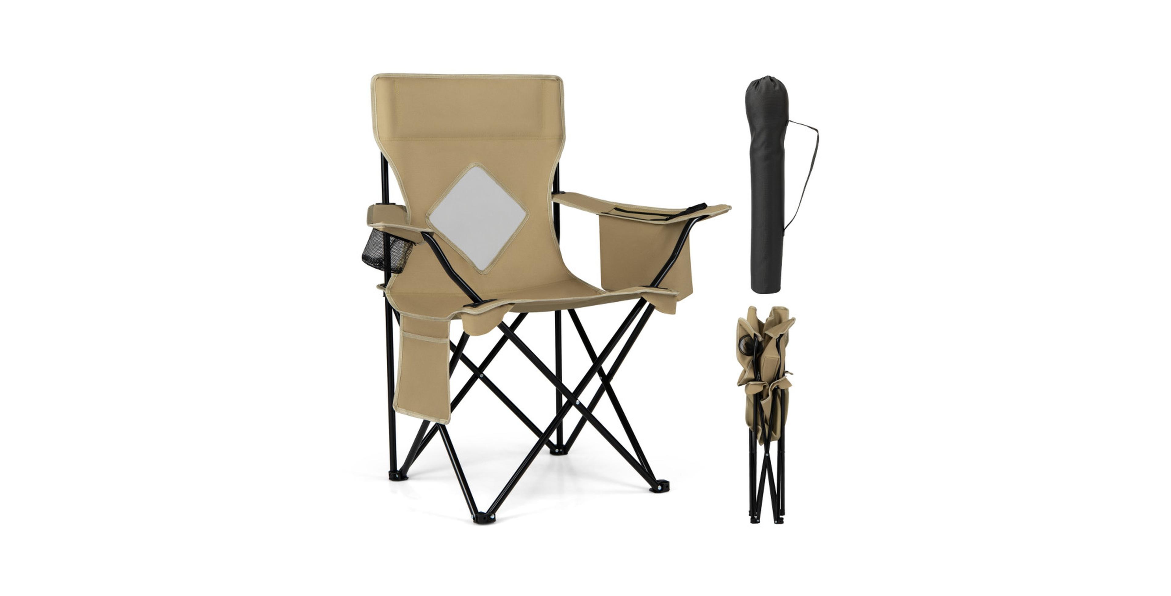 Sugift Folding Camping Chair with Mesh Backrest Metal Frame and Carrying Bag
