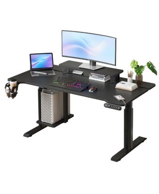 63 Inch Black Dual Motor Electric Standing Desk with Splice Board