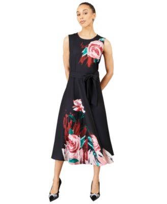 Women's Painterly Fit Flare Midi Dress