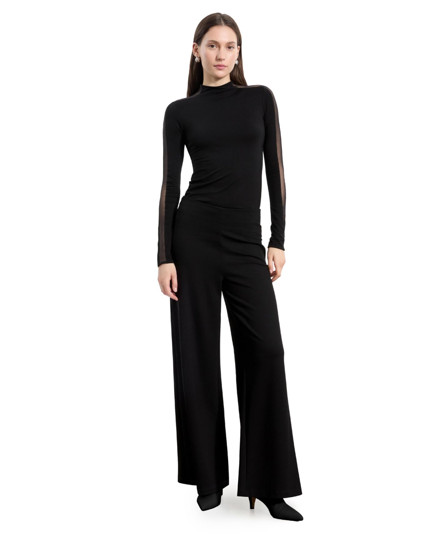 Женский топ Marcella Suma High-Neck High-Stretch Mesh-Panel, цвет: Чёрный — фото 4