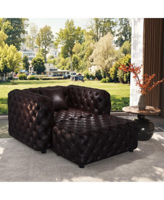 Modern Faux Leather 1-Seater Sofa and Ottoman Set