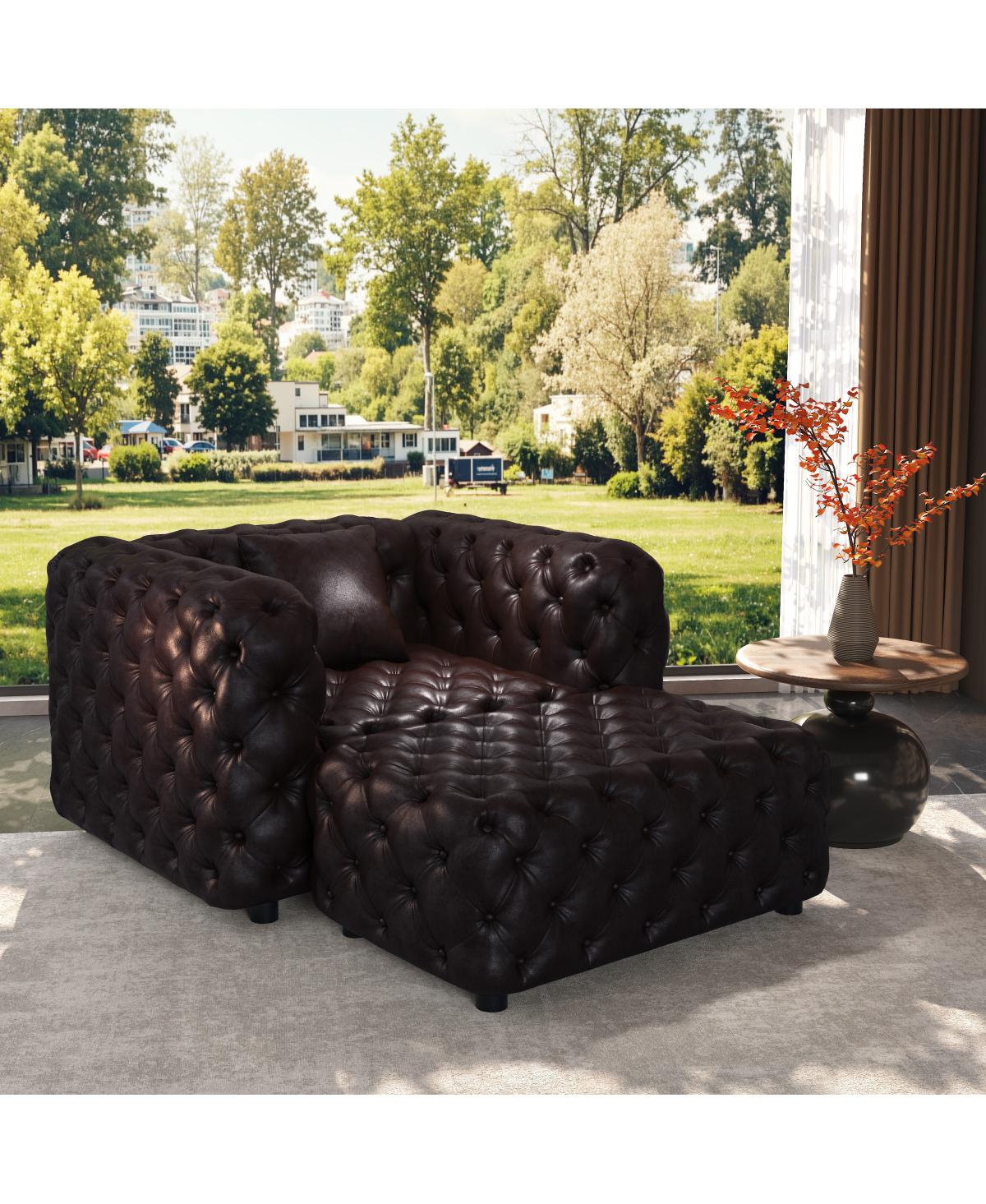 Streamdale Furniture Modern Faux Leather 1-Seater Sofa and Ottoman Set