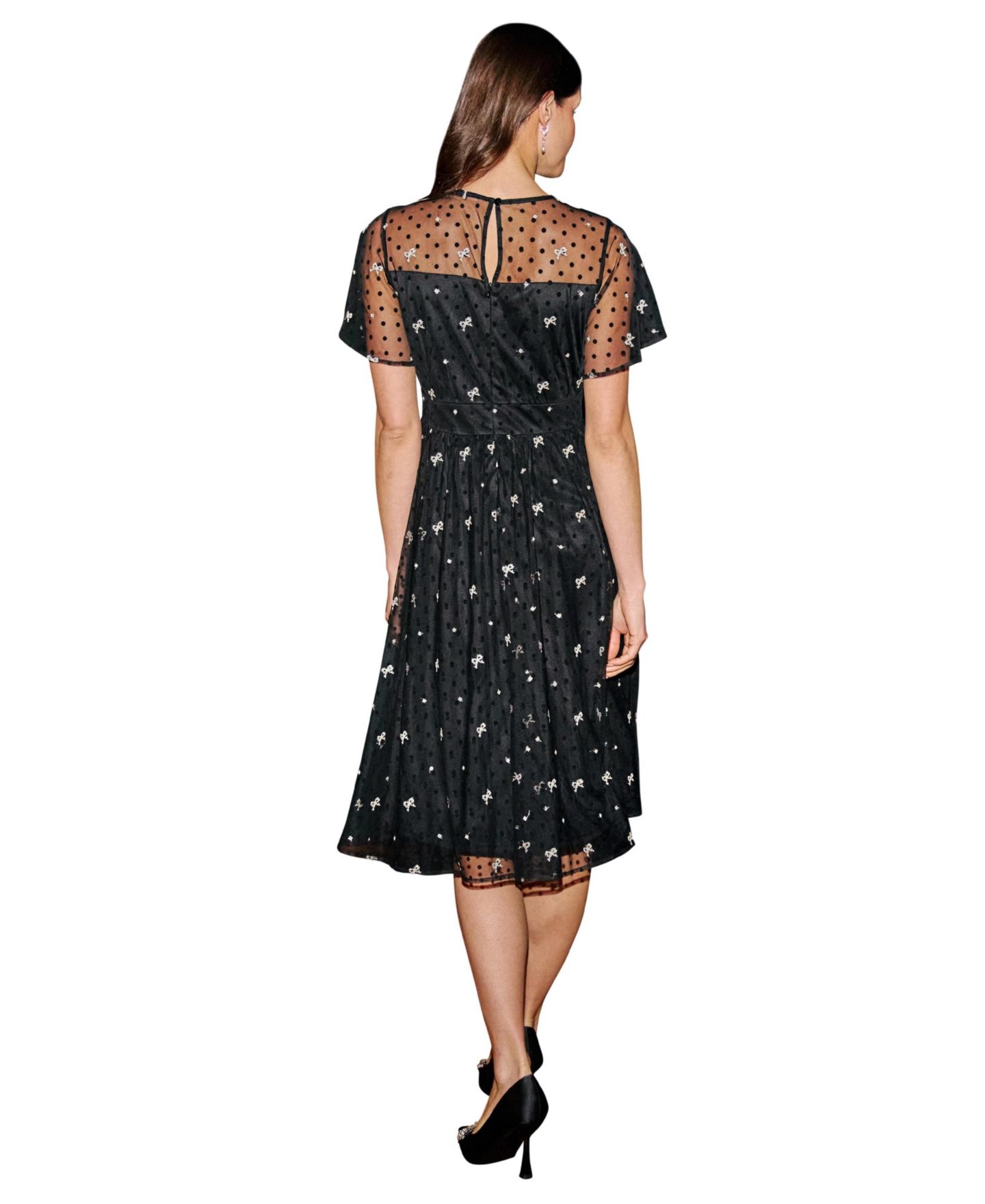 Женское платье Yumi Embroidered Bow Mesh Prom, цвет: Чёрный — фото 2