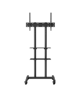 Mobile TV Stand with Double-Tier Storage Trays