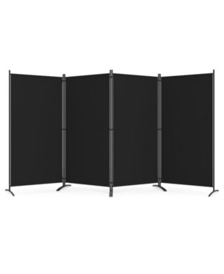 4 Panel Room Divider 6 Feet Tall Folding Privacy Screen with Curved Metal Feet