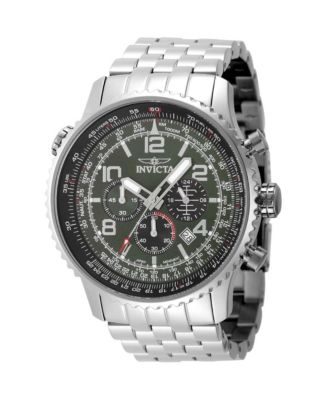 Men's Quartz Aviator 49080 Military Green Watch, 49.5mm