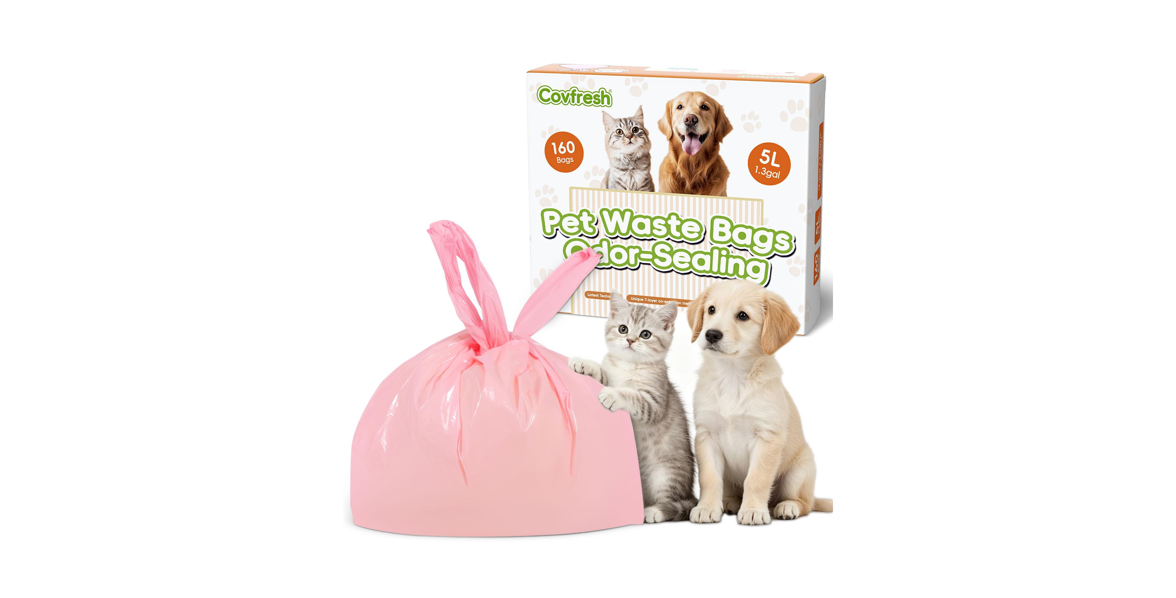 Covfresh Pet Waste Bags with Convenient Tie Handles