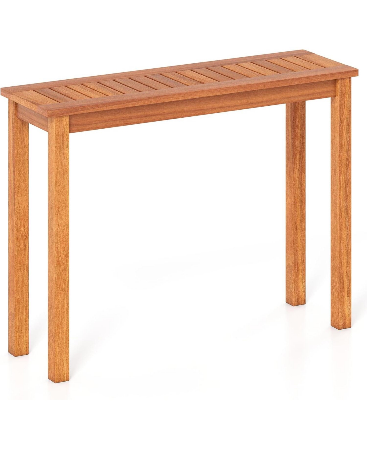 Cushry Outdoor Dining Table, Solid Wood Furniture Patio Console Table with Slatted Tabletop