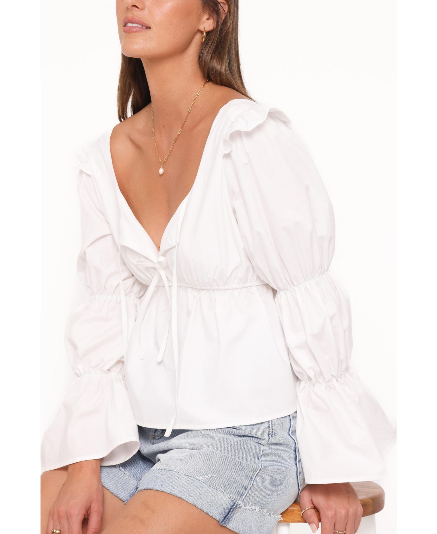 Women's Bairbre Long-Sleeve Scoop Neck Tie-Front Top