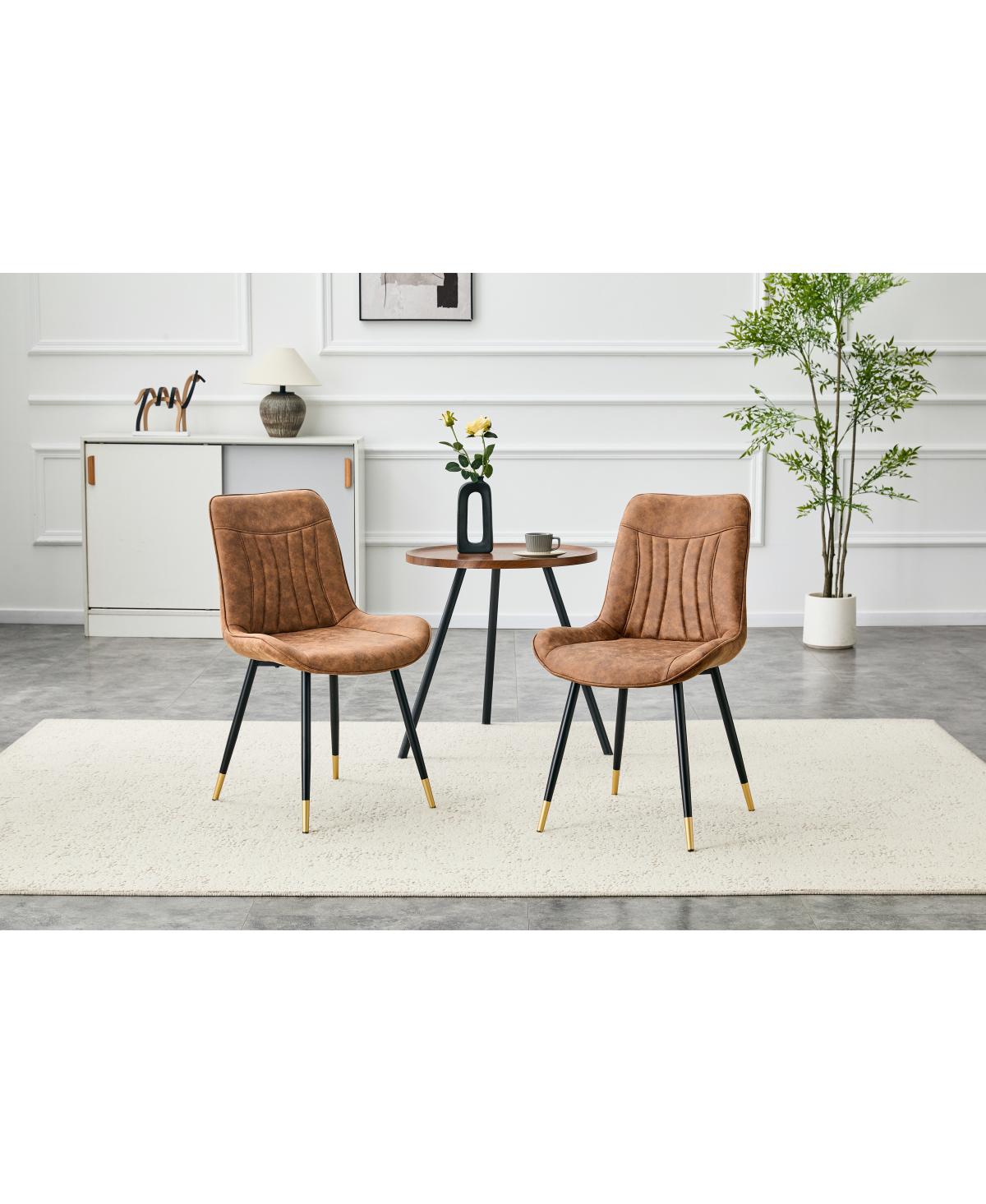 Streamdale Furniture Tech Fabric Dining Chairs Set of 2 with Metal Legs