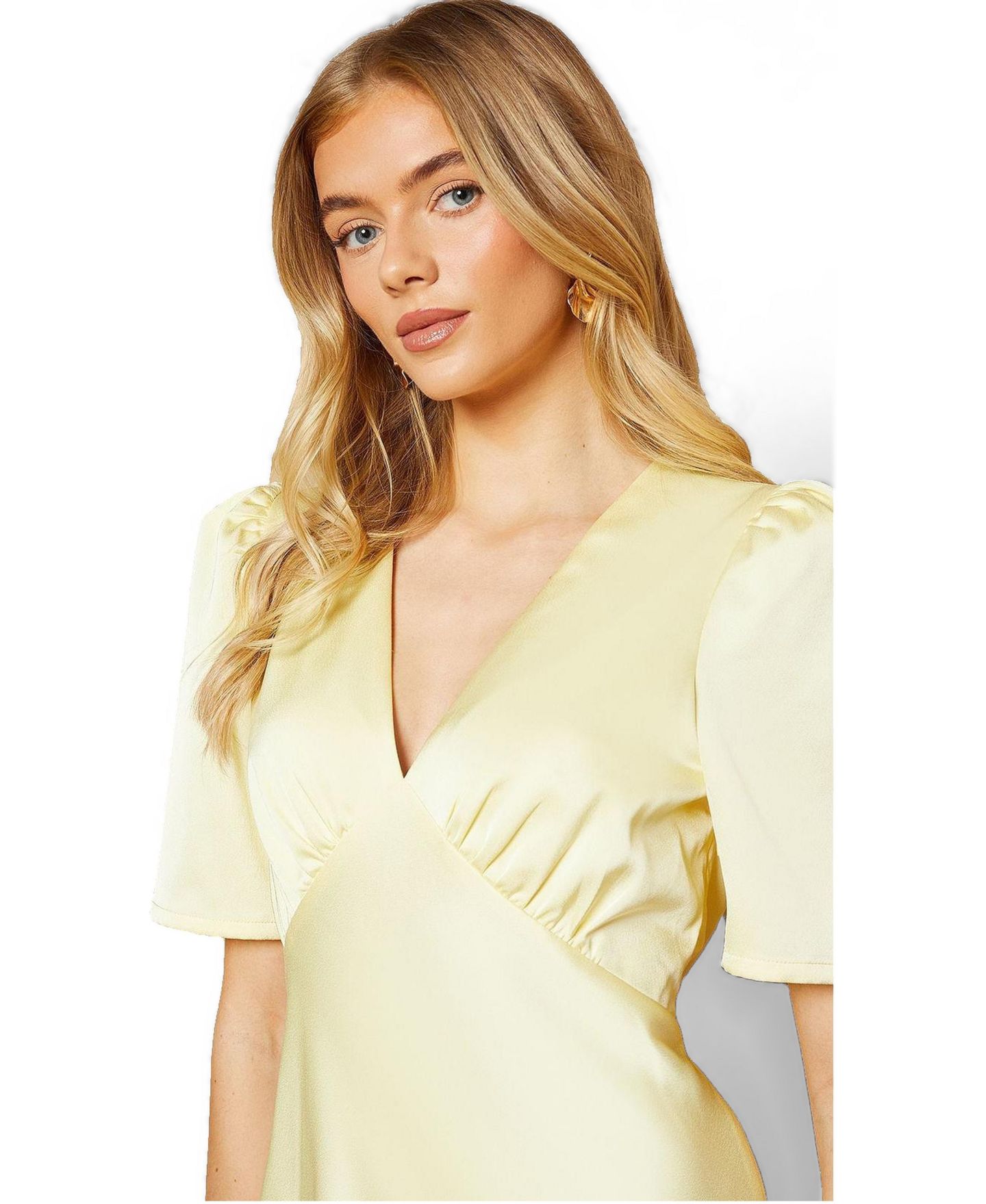 Женское платье Oasis Satin V-Neck Midi, цвет: Сливочный — фото 3
