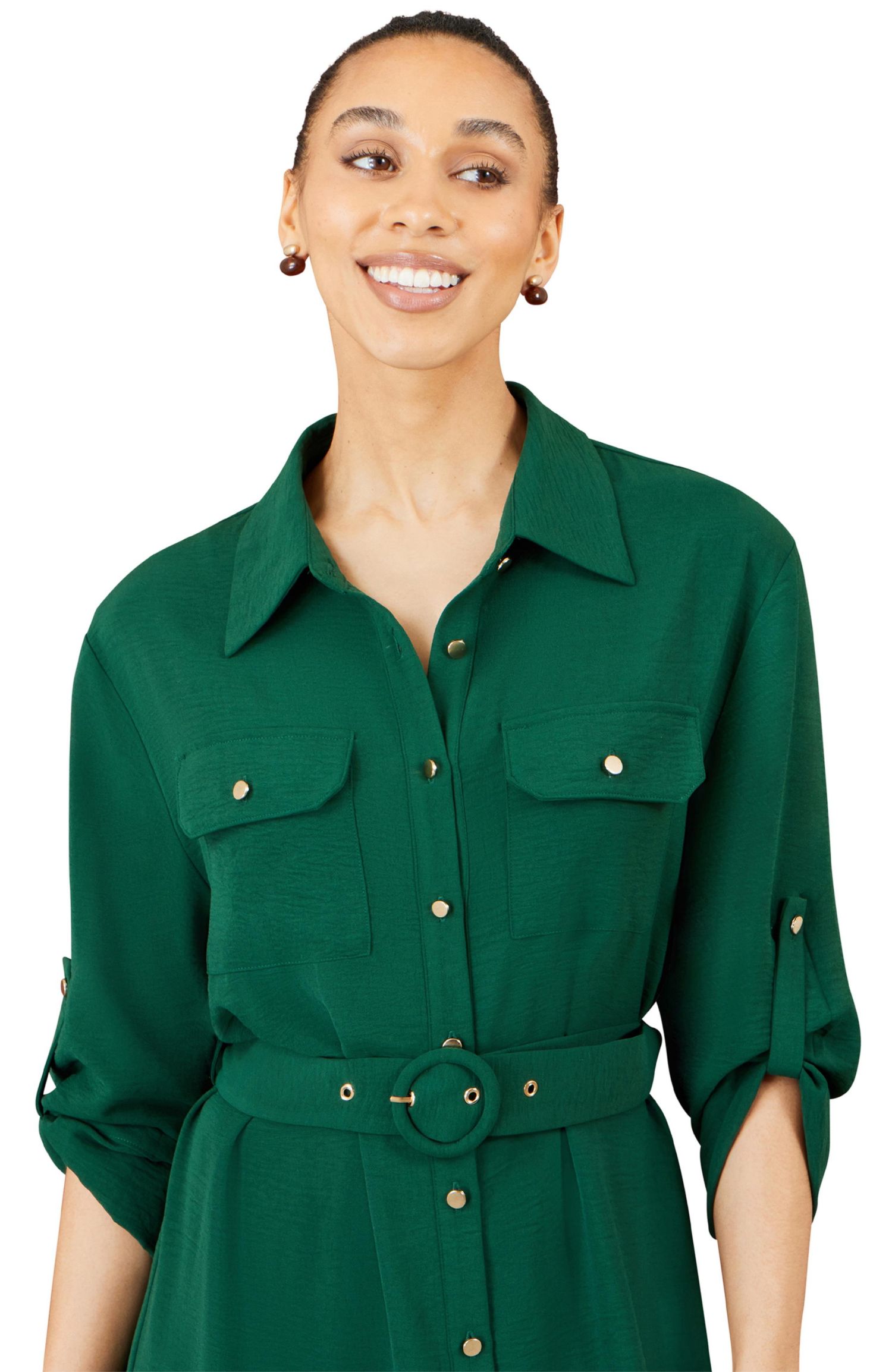 Women's Stretch Midi Shirt Dress