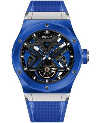 Men's Mechanical Celestial 69543 Blue Rubber Watch, Water Resistant 50 Meters, 45mm