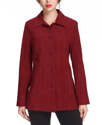 Women's Cora Button-Front Suede Leather Car Coat