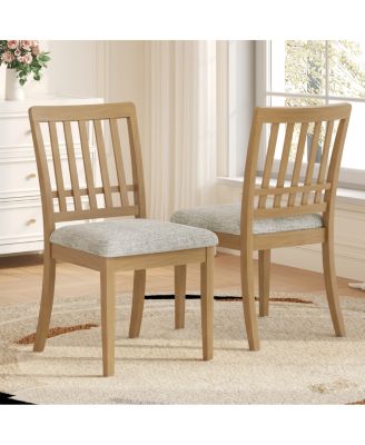 2-Piece Modern Scandinavian Dining Chairs, Wood and Fabric