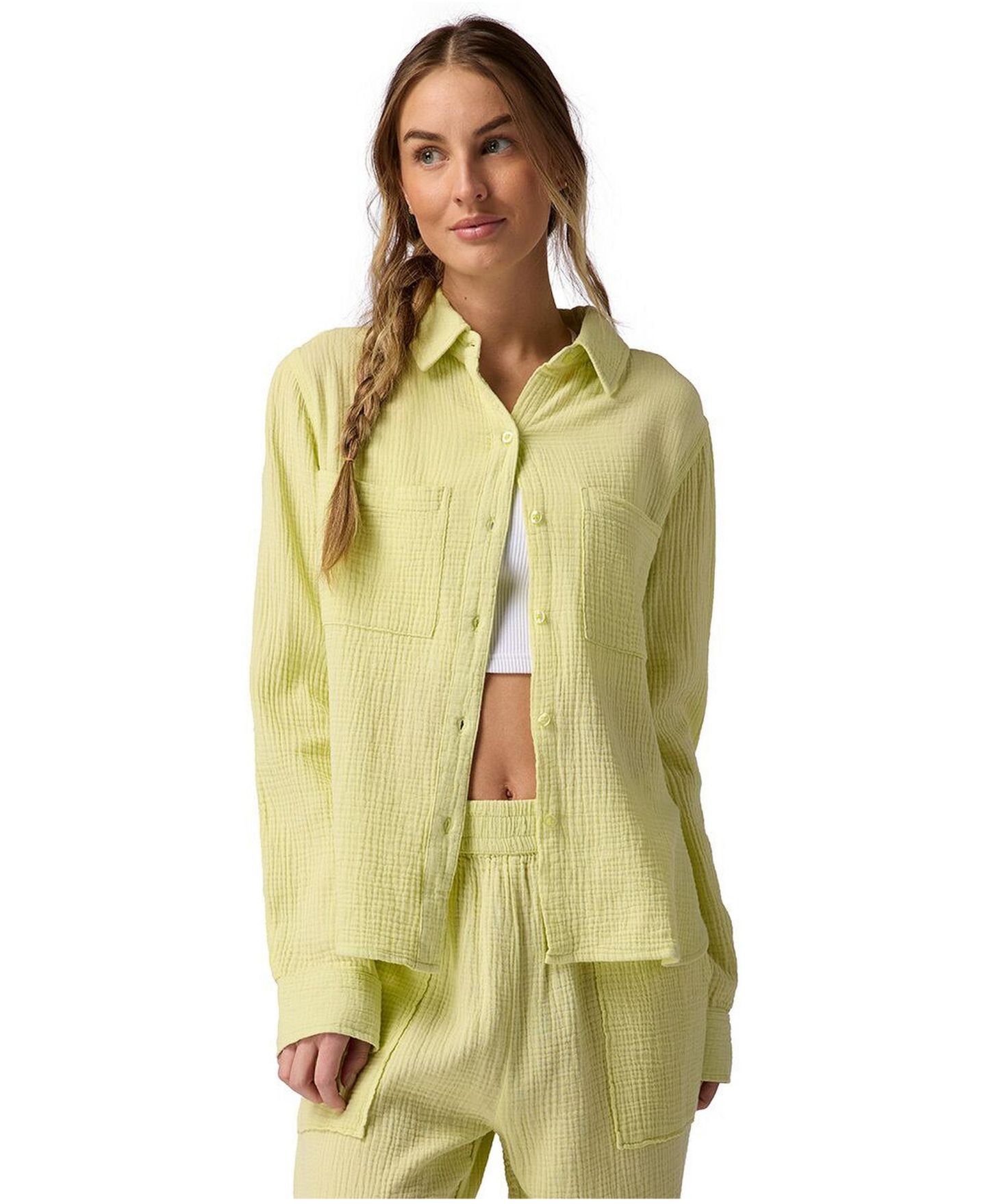 Женская рубашка Backcountry Cotton Gauze Long-Sleeve Point Collar Button-Down, цвет: Luminary — фото 1