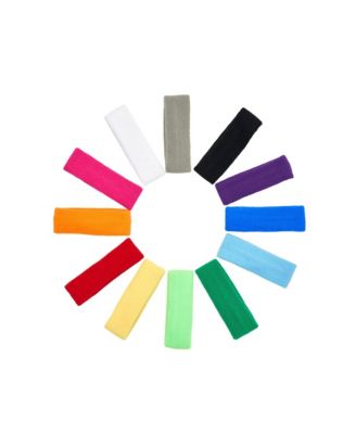 12 Pack Cotton Sports Headbands For Running Yoga Tennis Basketball Gym