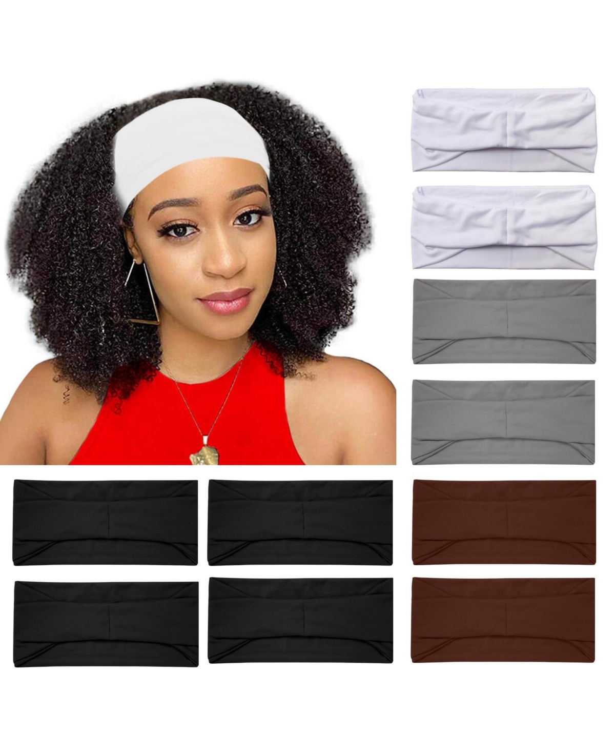 Sportneer Wide Non-Slip Headbands, 10-Pack - Whiteblack-10