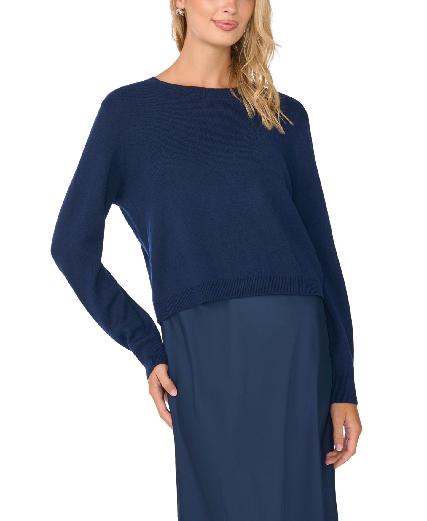 Женское платье Vince Camuto Crewneck Long-Sleeve Midi, цвет: Тёмно-синий — фото 2