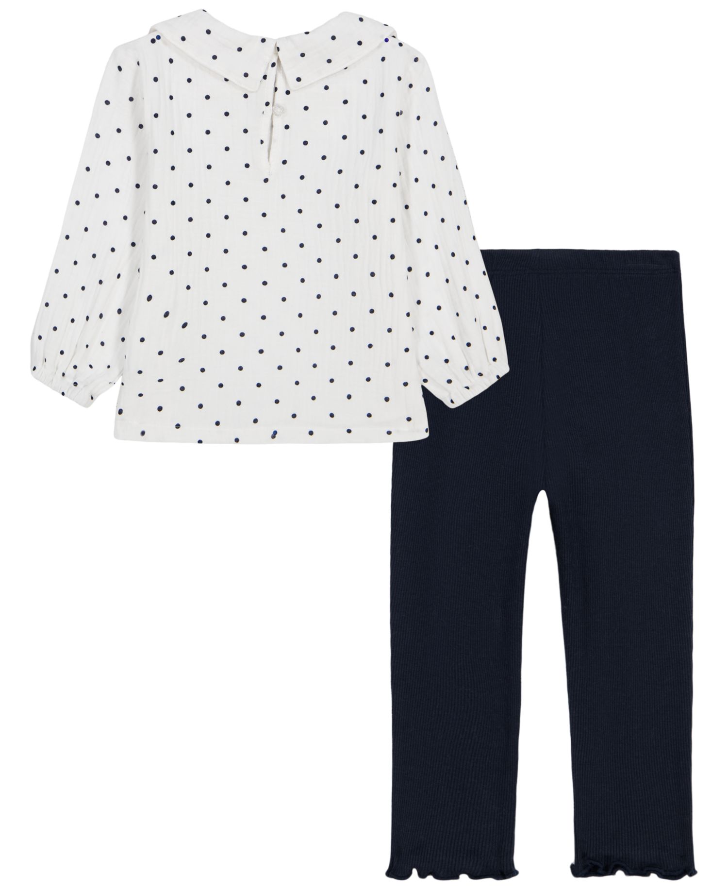 Baby Girls' Polka-Dot Long-Sleeve Bow-Collar Tunic and Leggings, 2-Piece Set